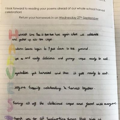 There was some wonderful Harvest poems written for homework.
