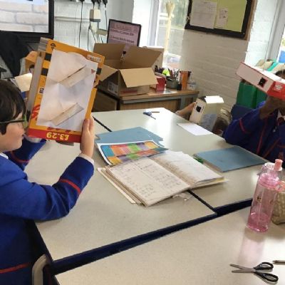 In our Science lesson, Year 6 were exploring how mirrors work in a periscope. We learnt how images reflect off of the mirror and into our eyes.