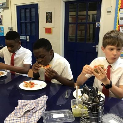 Year 6 have been busy over the last two days in D.T. They have been chopping, slicing, dicing, juicing, kneading and frying!